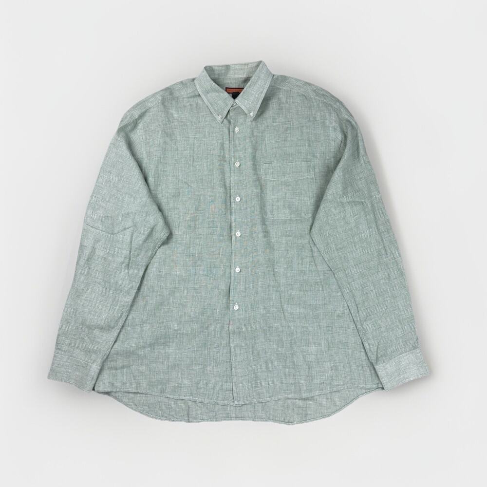 Bullock & Jones Linen Button Down Shirt‎ XL Green Resortwear Breathable Portugal